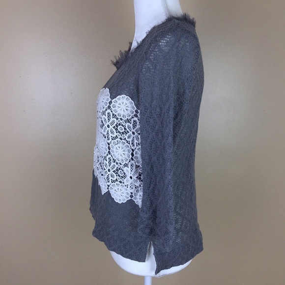 ⚡ Meadow Rue ANTHROPOLOGIE Gray Frayed Sweater - Picture 3 of 5